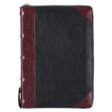 KJV Study Bible Standard Print Faux Leather - Thumb Index King James Version Holy Bible Burgundy/Black Zipper Closure