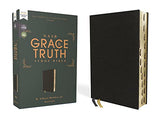 NASB The Grace and Truth Study Bible European Bonded Leather Black Red Letter 1995 Text Thumb Indexed Comfort Print