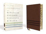 NVI Biblia de Estudio Teología Bíblica Leathersoft Café con Índice Interior a cuatro colores: Sigue el plan redentor de Dios como se desenlaza en las Escrituras (Spanish Edition)