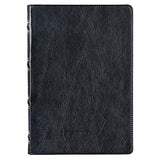 KJV Holy Bible Thinline Large Print Premium Full Grain Leather Red Letter Edition - Ribbon Marker King James Version Black