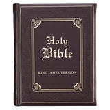 KJV Holy Bible Classically Illustrated Heirloom Family Bible Faux Leather Hardcover - Ribbon Markers King James Version Dark Brown/Gold