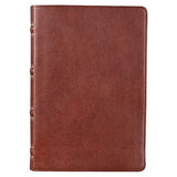 KJV Holy Bible Giant Print Full-size Premium Full Grain Leather Red Letter Edition - Thumb Index & Ribbon Marker King James Version Saddle Tan