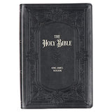 KJV Holy Bible Giant Print Full-Size Faux Leather w/Ribbon Marker Red Letter Thumb Index King James Version Black Art Nouveau