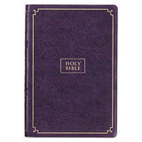 KJV Holy Bible Giant Print Full-Size Faux Leather w/Ribbon Marker Red Letter Thumb Index King James Version Purple Floral
