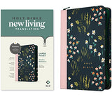 NLT Large Print Thinline Reference Zipper Bible Filament Enabled Edition (LeatherLike Meadow Navy & Pink )